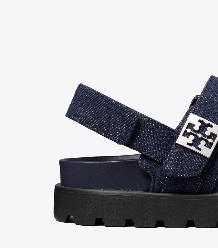 Tory Burch diseñador sandalias Sandalia deportiva Mellow en MIDNIGHT DENIM / NAVY / SILVER detalle
