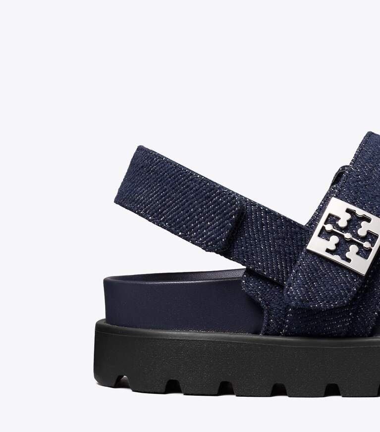 Tory Burch diseñador sandalias Sandalia deportiva Mellow en MIDNIGHT DENIM / NAVY / SILVER detalle