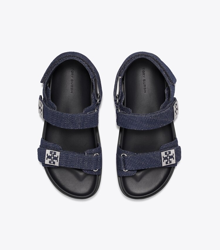 Tory Burch diseñador sandalias Sandalia deportiva Mellow en MIDNIGHT DENIM / NAVY / SILVER vista superior