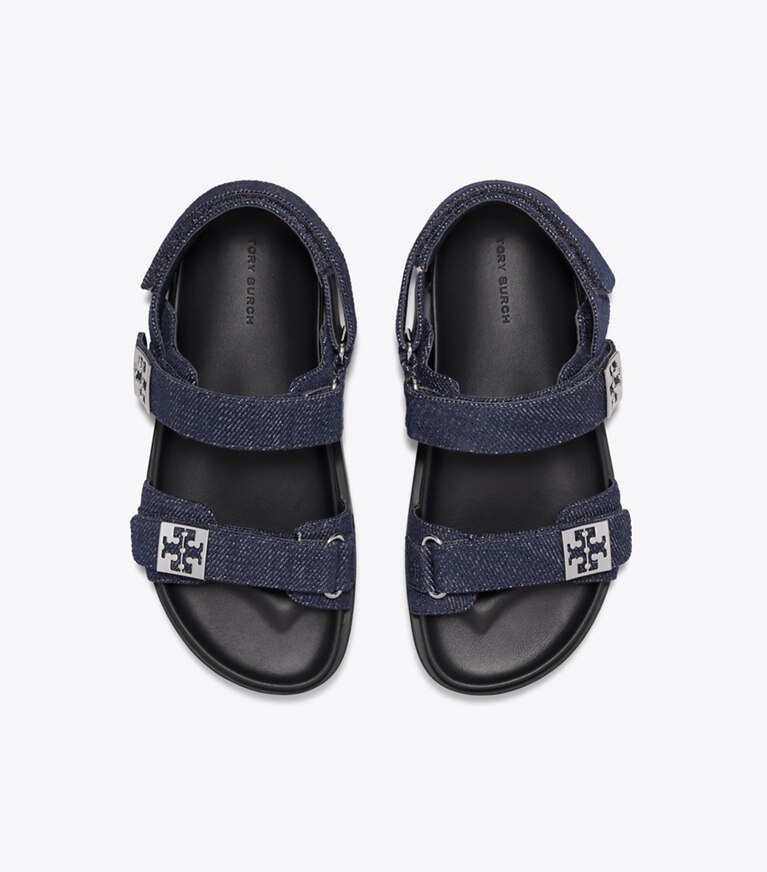 Tory Burch diseñador sandalias Sandalia deportiva Mellow en MIDNIGHT DENIM / NAVY / SILVER vista superior
