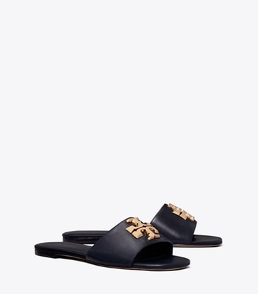 Tory Burch diseñador sandalias Sandalia Eleanor en NEW NAVY / GOLD ángulo