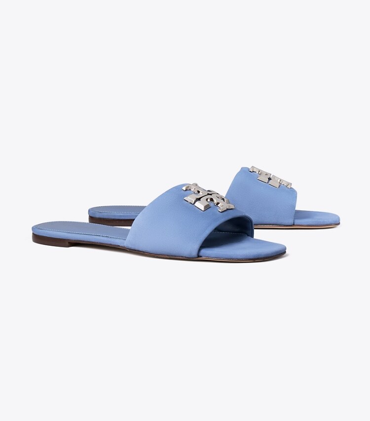 Tory Burch diseñador sandalias Sandalia Eleanor en SOFT BLUE / SILVER ángulo