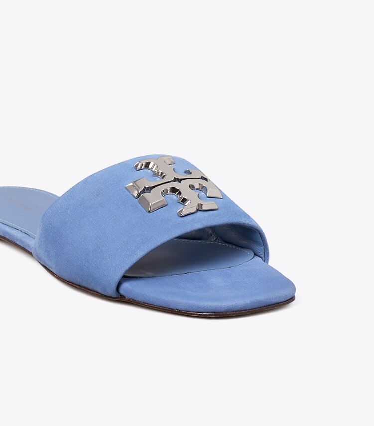 Tory Burch diseñador sandalias Sandalia Eleanor en SOFT BLUE / SILVER detalle