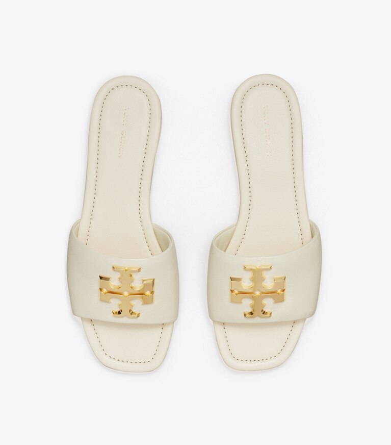 Tory Burch diseñador sandalias Sandalia Eleanor en LIGHT CREAM / GOLD vista superior