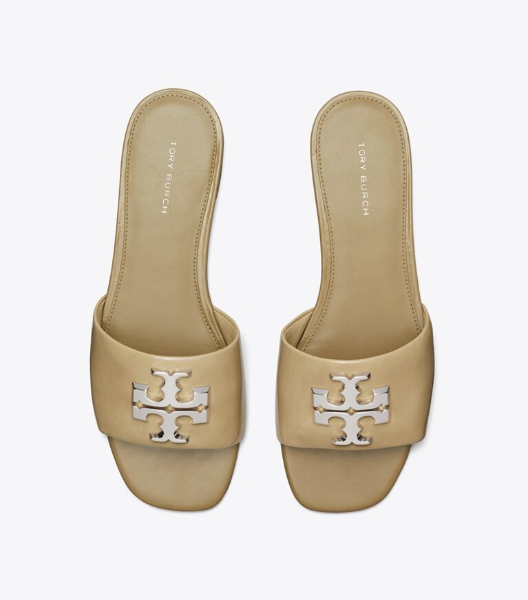 Tory Burch diseñador sandalias Sandalia Eleanor en PALO SANTO / SILVER vista superior