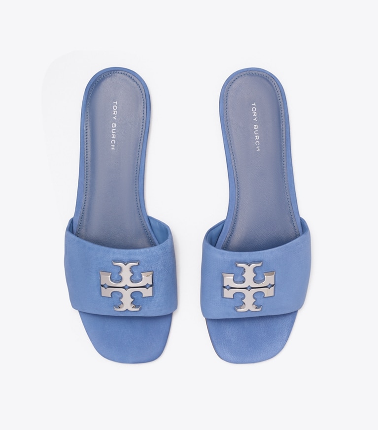 Tory Burch diseñador sandalias Sandalia Eleanor en SOFT BLUE / SILVER vista superior