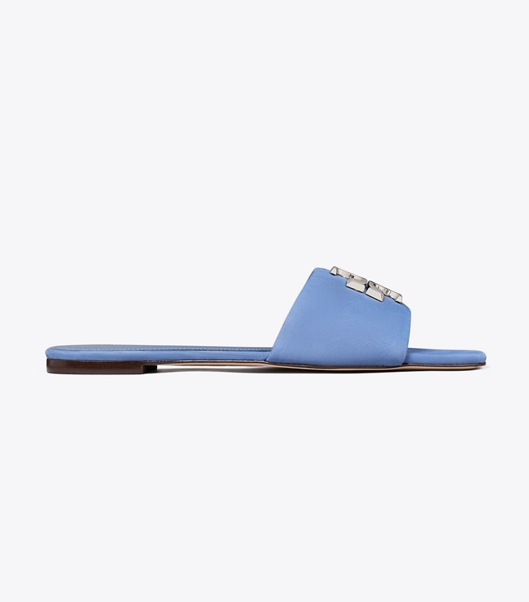 Tory Burch diseñador sandalias Sandalia Eleanor en SOFT BLUE / SILVER lateral