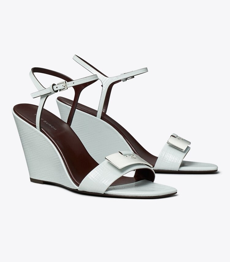 Tory Burch diseñador sandalias Sandalia Gigi con cuña en SUMMIT / SILVER ángulo
