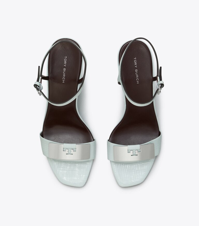 Tory Burch diseñador sandalias Sandalia Gigi con cuña en SUMMIT / SILVER vista superior