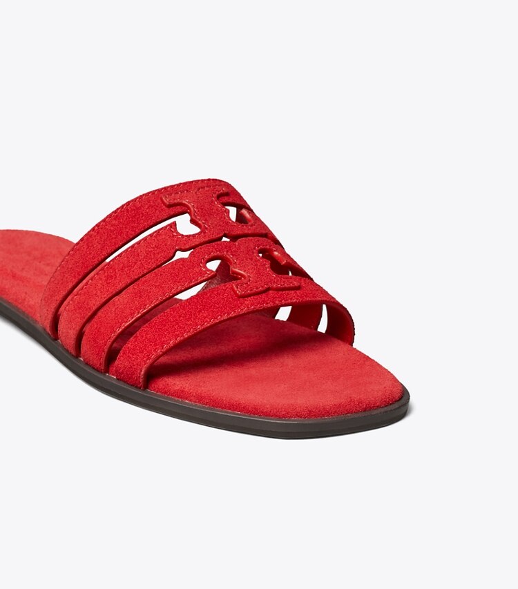 Tory Burch diseñador sandalias Sandalia Ines tipo slide en TOUCAN RED / TOUCAN RED detalle