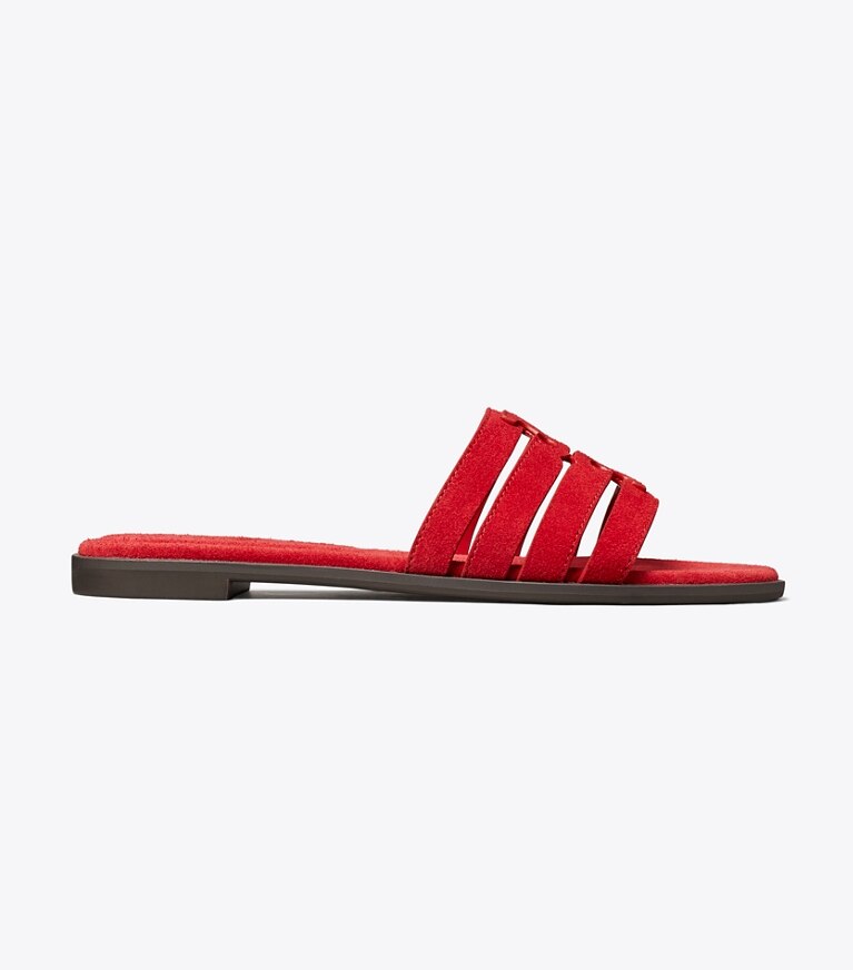 Tory Burch diseñador sandalias Sandalia Ines tipo slide en TOUCAN RED / TOUCAN RED lateral