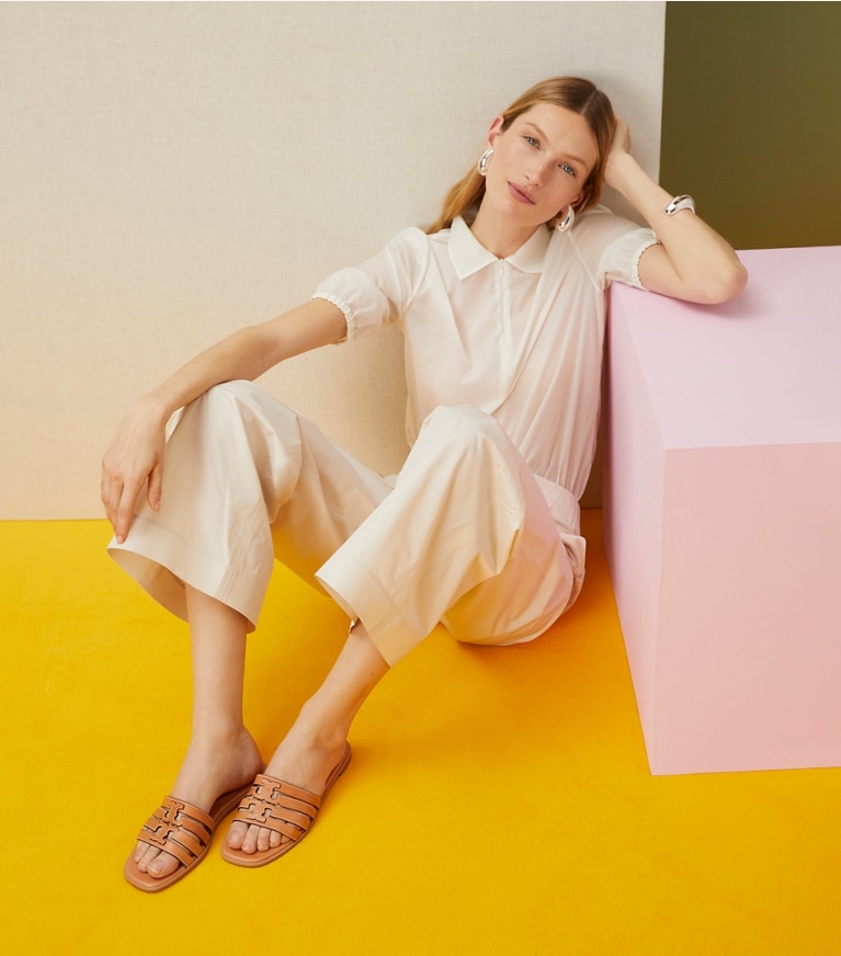 Tory Burch diseñador sandalias Sandalia Ines tipo slide en CAMELLO estudio