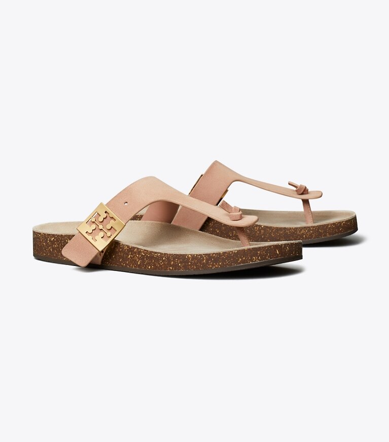 Tory Burch diseñador sandalias Sandalia Mellow con tira en T en MALVA / AVOLA ángulo