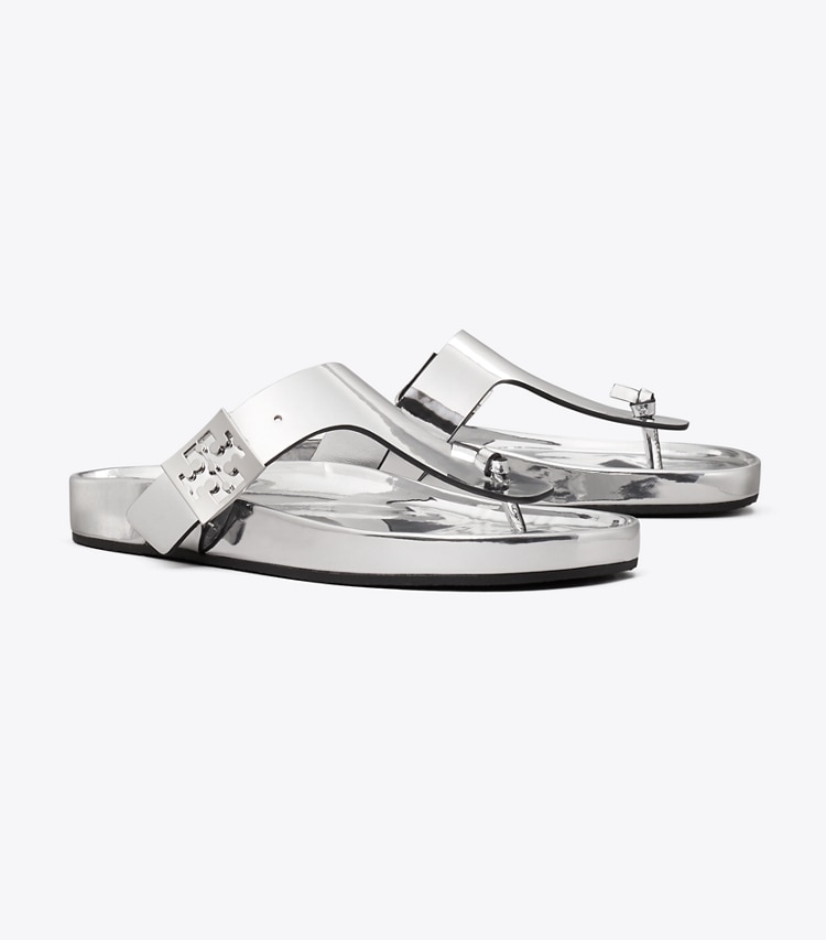 Tory Burch diseñador sandalias Sandalia Mellow con tira en T en ARGENTO ángulo