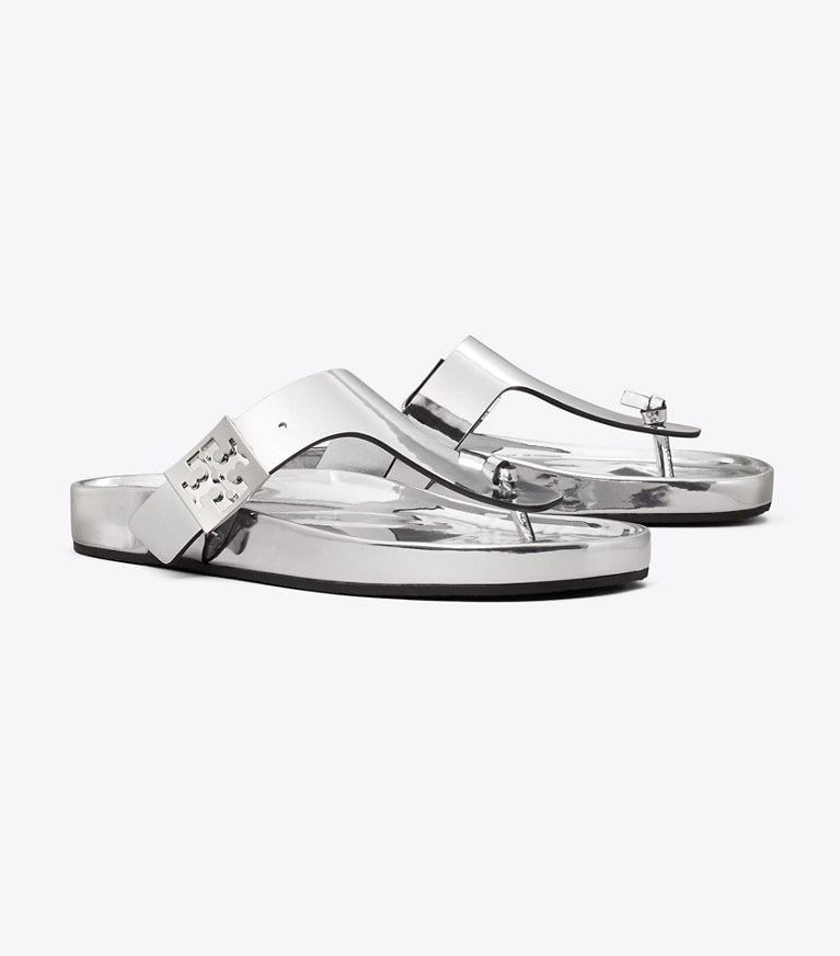 Tory Burch diseñador sandalias Sandalia Mellow con tira en T en ARGENTO ángulo