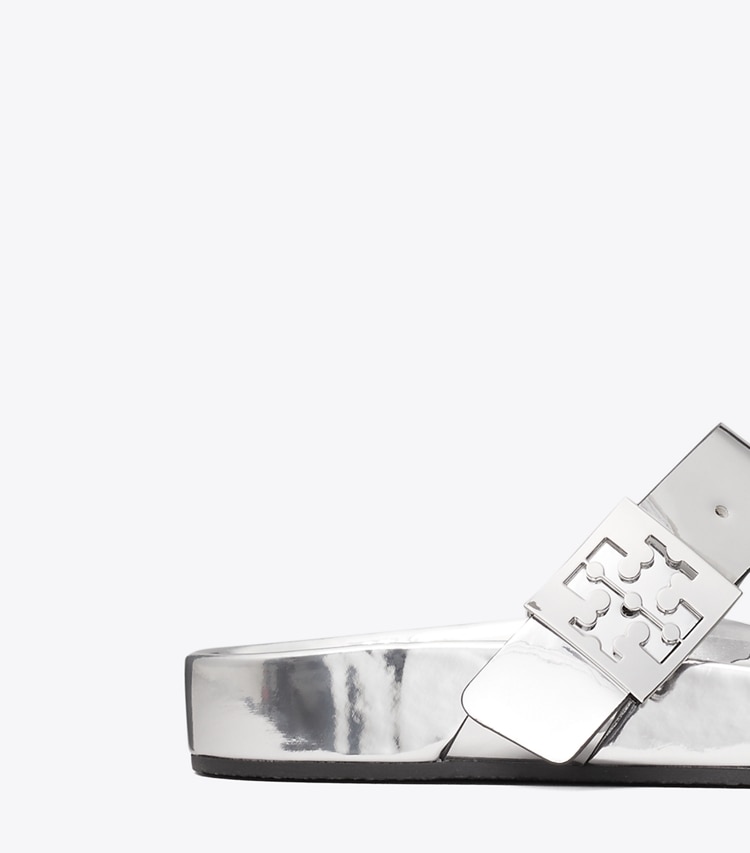 Tory Burch diseñador sandalias Sandalia Mellow con tira en T en ARGENTO detalle