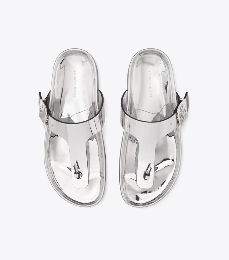Tory Burch diseñador sandalias Sandalia Mellow con tira en T en ARGENTO vista superior