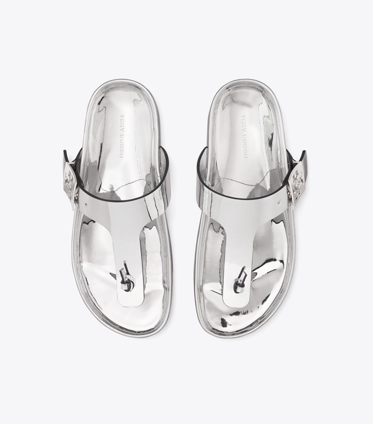 Tory Burch diseñador sandalias Sandalia Mellow con tira en T en ARGENTO vista superior