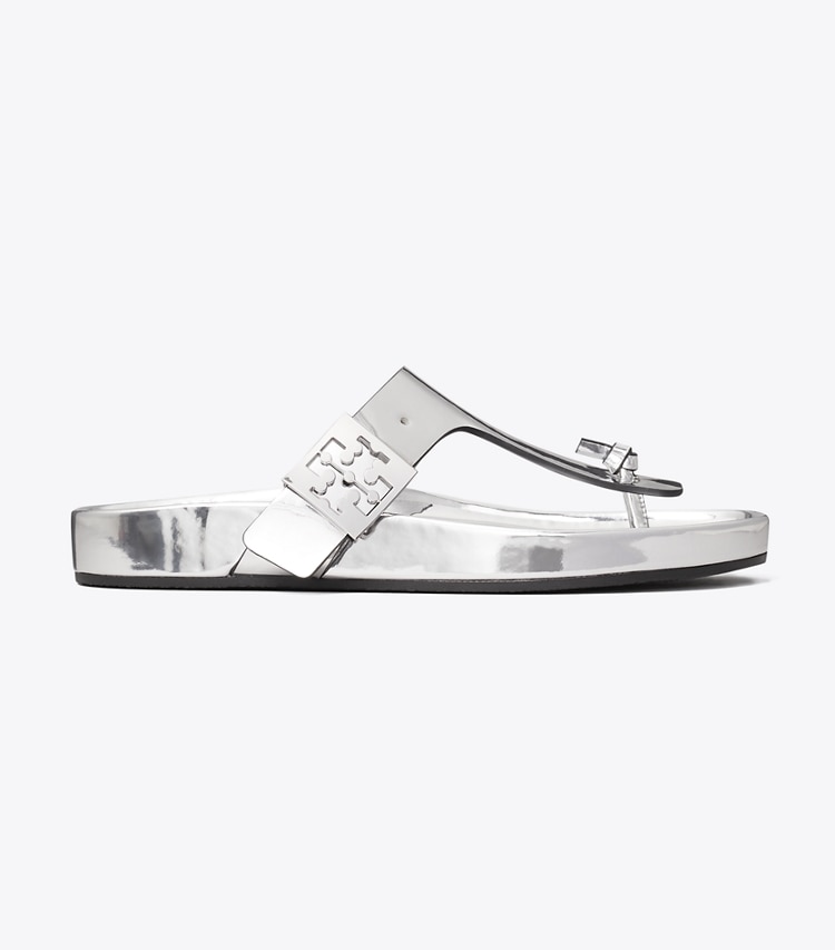 Tory Burch diseñador sandalias Sandalia Mellow con tira en T en ARGENTO lateral