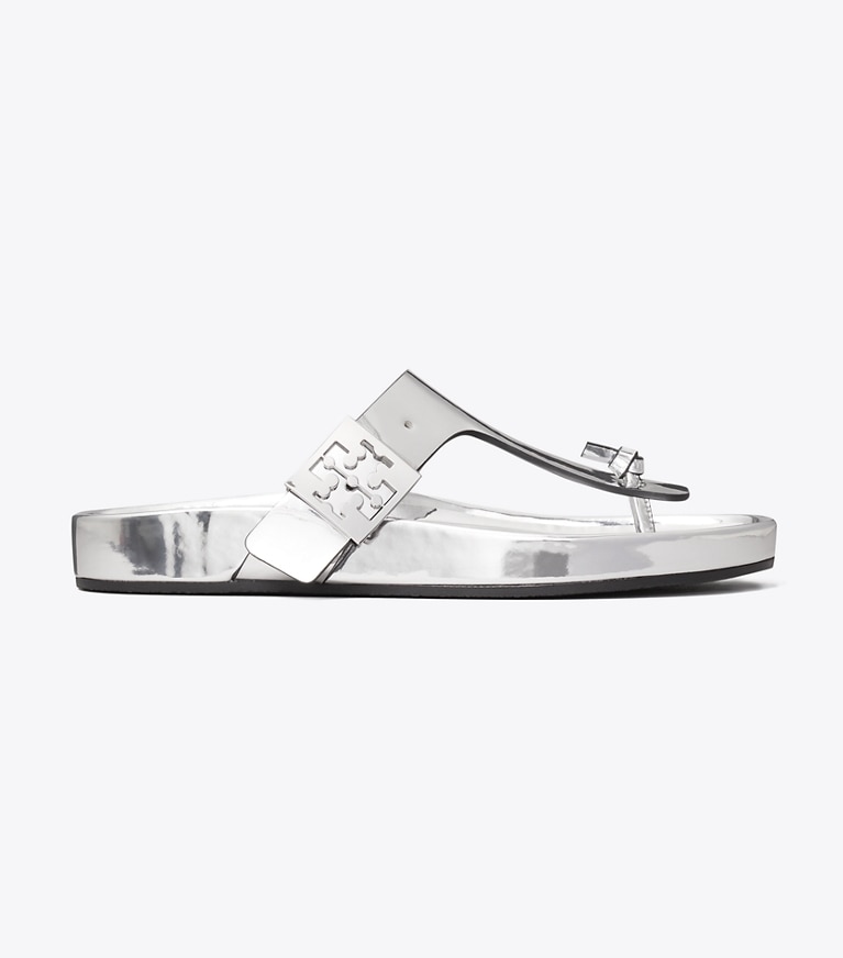 Tory Burch diseñador sandalias Sandalia Mellow con tira en T en ARGENTO lateral