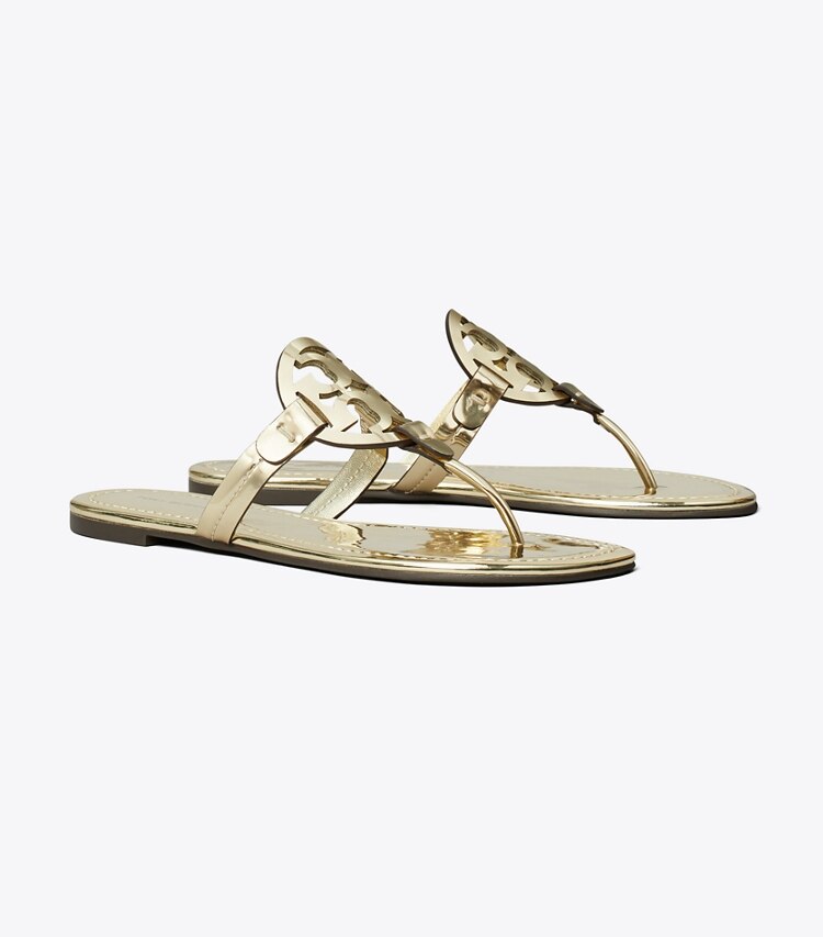 Tory Burch diseñador sandalias Sandalia metalizada Miller en GOLD ángulo
