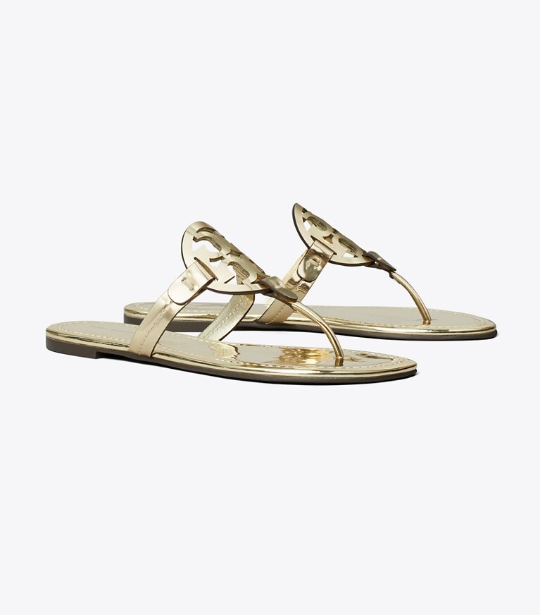 Tory Burch diseñador sandalias Sandalia metalizada Miller en GOLD ángulo