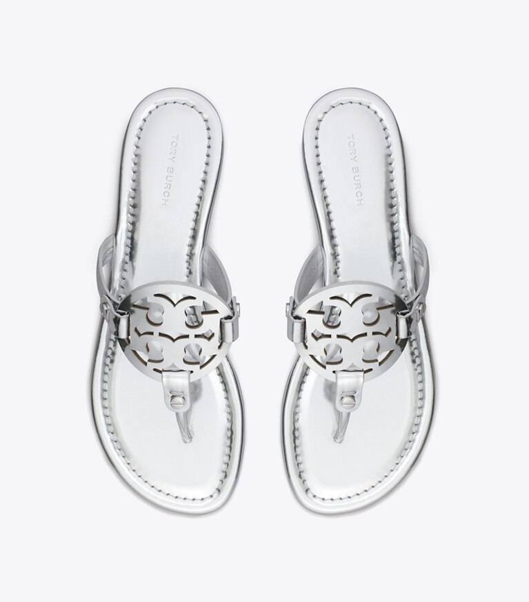 Tory Burch diseñador sandalias Sandalia metalizada Miller en PLATINUM vista superior