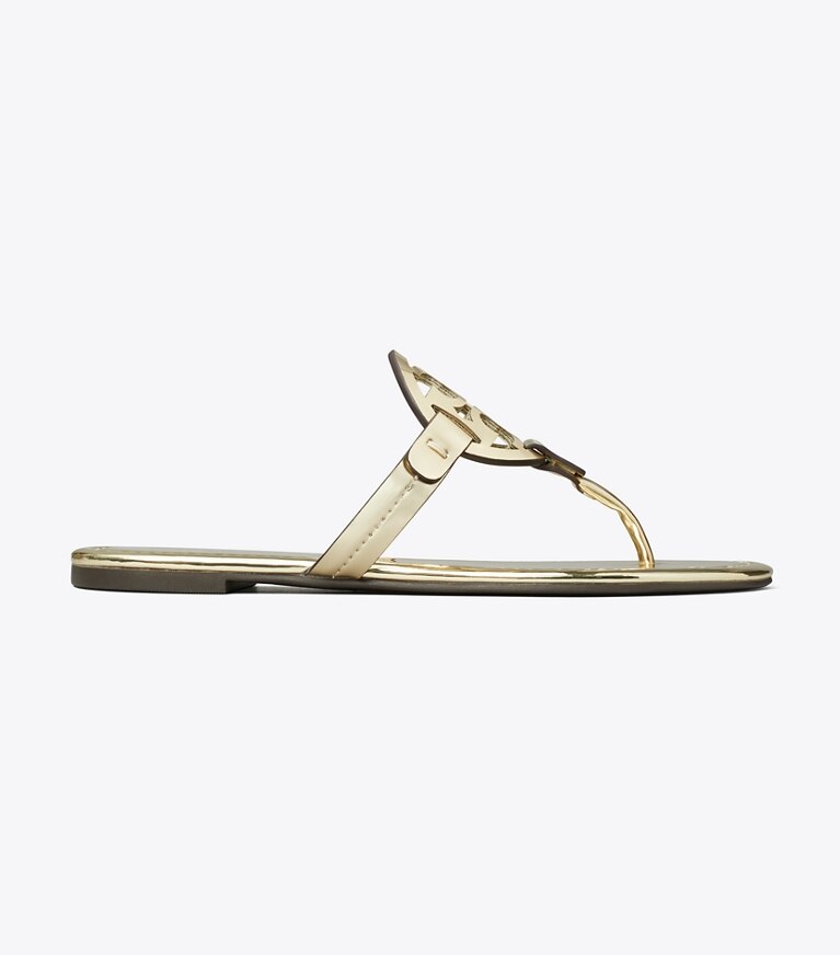 Tory Burch diseñador sandalias Sandalia metalizada Miller en GOLD lateral