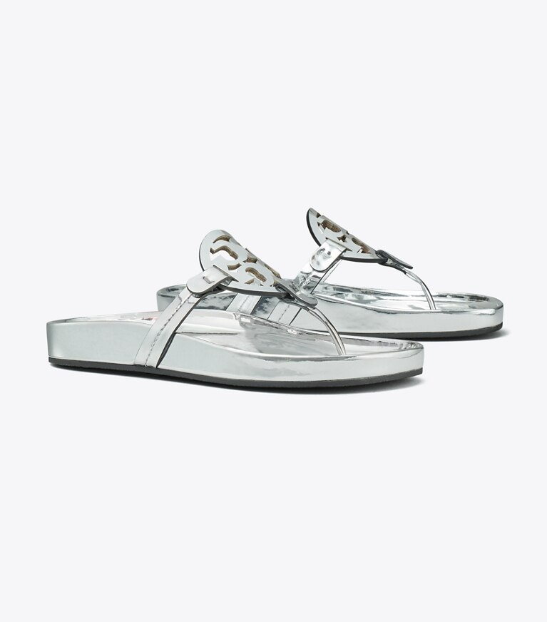 Tory Burch diseñador sandalias Sandalia Miller Cloud en ARGENTO ángulo