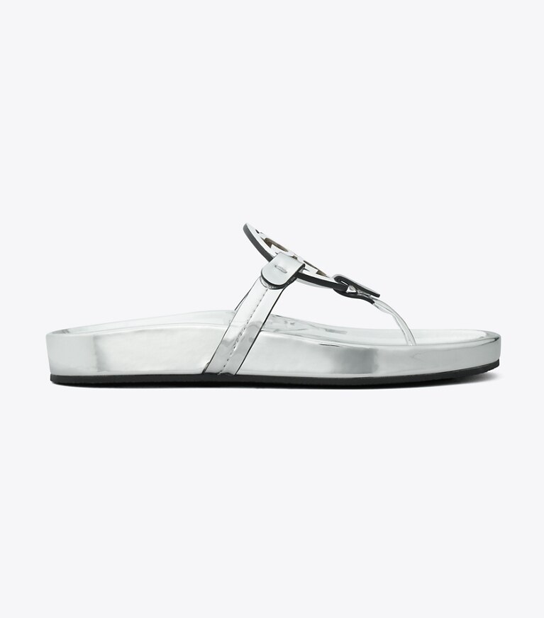 Tory Burch diseñador sandalias Sandalia Miller Cloud en ARGENTO lateral