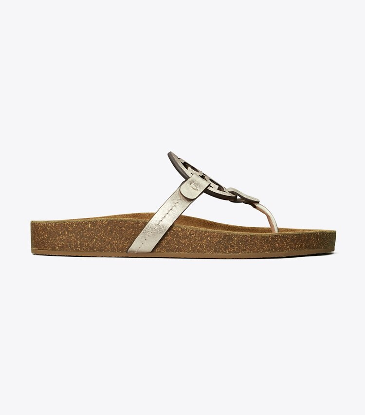 Tory Burch diseñador sandalias Sandalia Miller Cloud en Spark Gold / Natural lateral