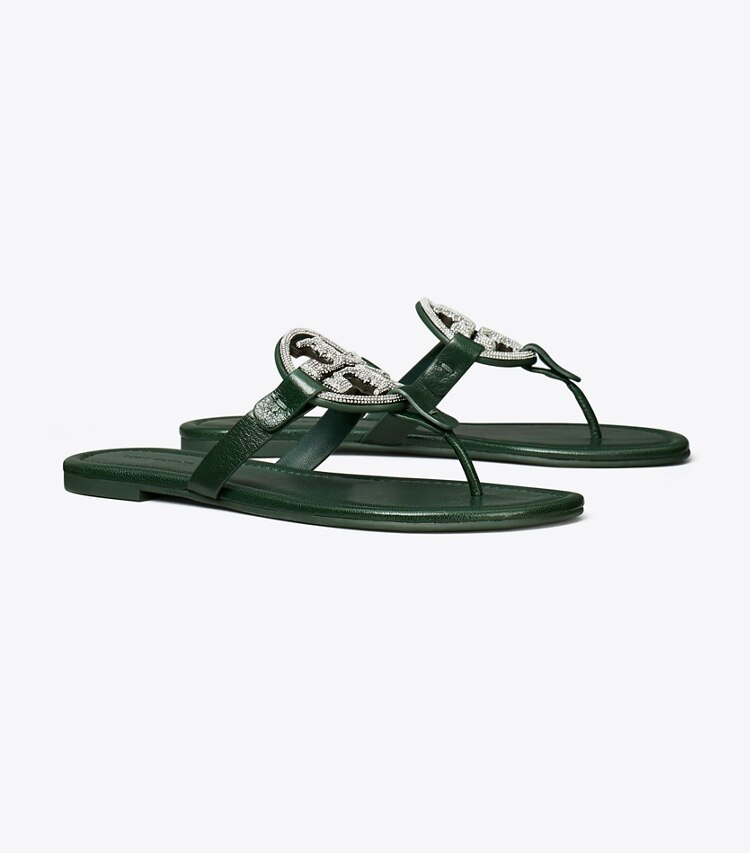 Tory Burch diseñador sandalias Sandalia Miller con pavé en DARK EMERALD ángulo
