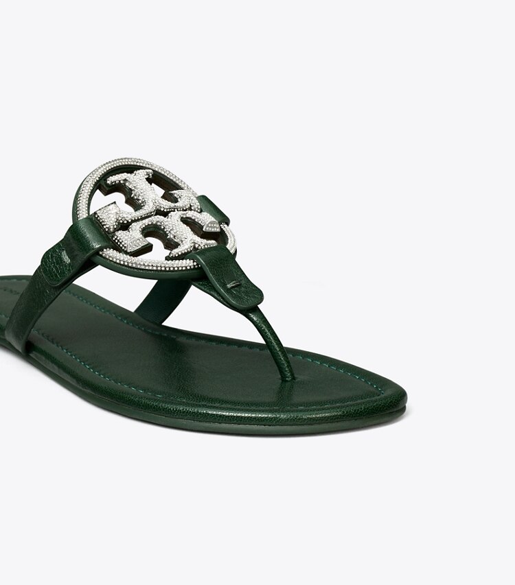 Tory Burch diseñador sandalias Sandalia Miller con pavé en DARK EMERALD detalle