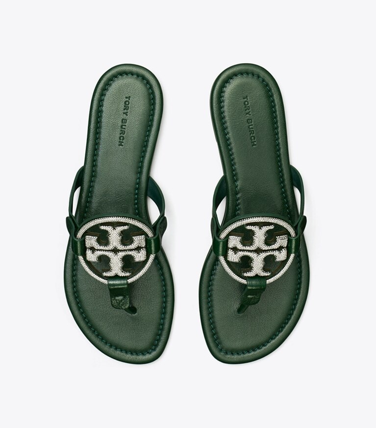 Tory Burch diseñador sandalias Sandalia Miller con pavé en DARK EMERALD vista superior