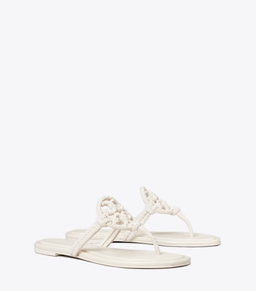 Tory Burch diseñador sandalias Sandalia Miller con perlas anudadas en LIGHT CREAM ángulo