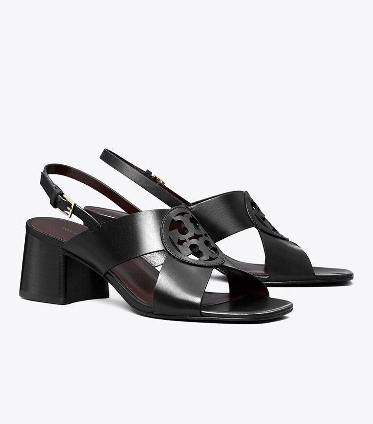 Tory Burch diseñador sandalias Sandalia Miller con tacón en PERFECT BLACK ángulo