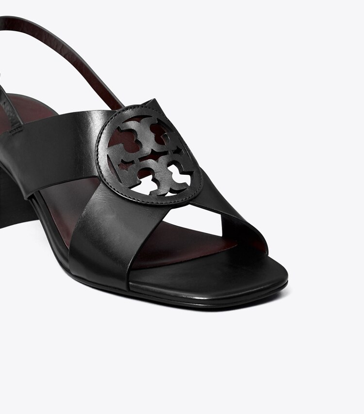 Tory Burch diseñador sandalias Sandalia Miller con tacón en PERFECT BLACK detalle