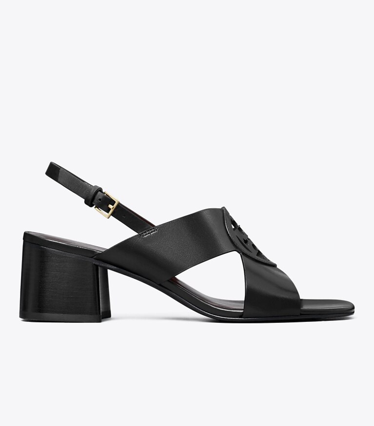 Tory Burch diseñador sandalias Sandalia Miller con tacón en PERFECT BLACK lateral