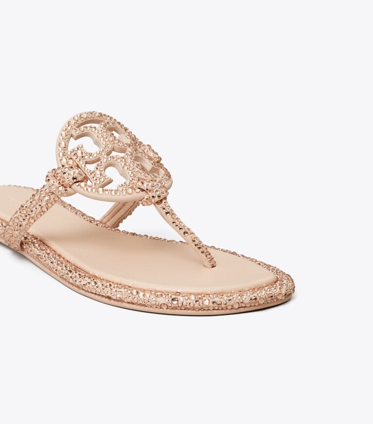 Tory Burch diseñador sandalias Sandalia Miller Crystal con nudos en ROSE PINK detalle