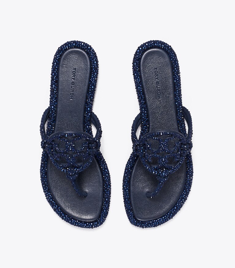 Tory Burch diseñador sandalias Sandalia Miller Crystal con nudos en NEW NAVY vista superior