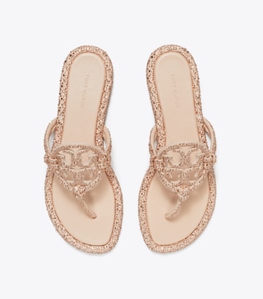 Tory Burch diseñador sandalias Sandalia Miller Crystal con nudos en ROSE PINK vista superior