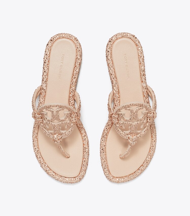 Tory Burch diseñador sandalias Sandalia Miller Crystal con nudos en ROSE PINK vista superior