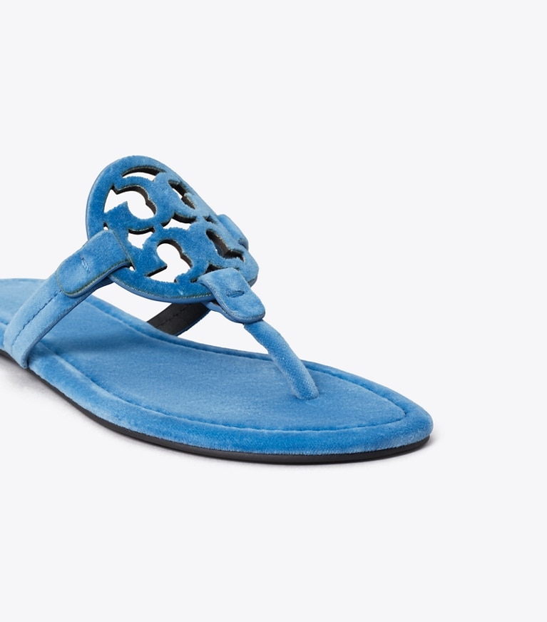Tory Burch diseñador sandalias Sandalia Miller de terciopelo en Wheat Blue detalle