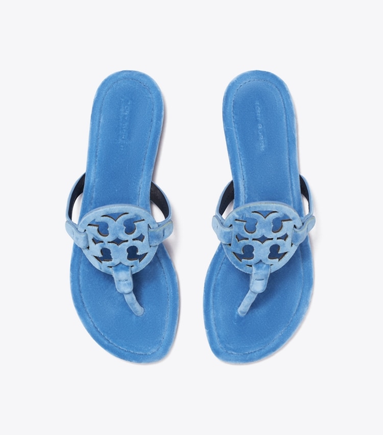 Tory Burch diseñador sandalias Sandalia Miller de terciopelo en Wheat Blue vista superior