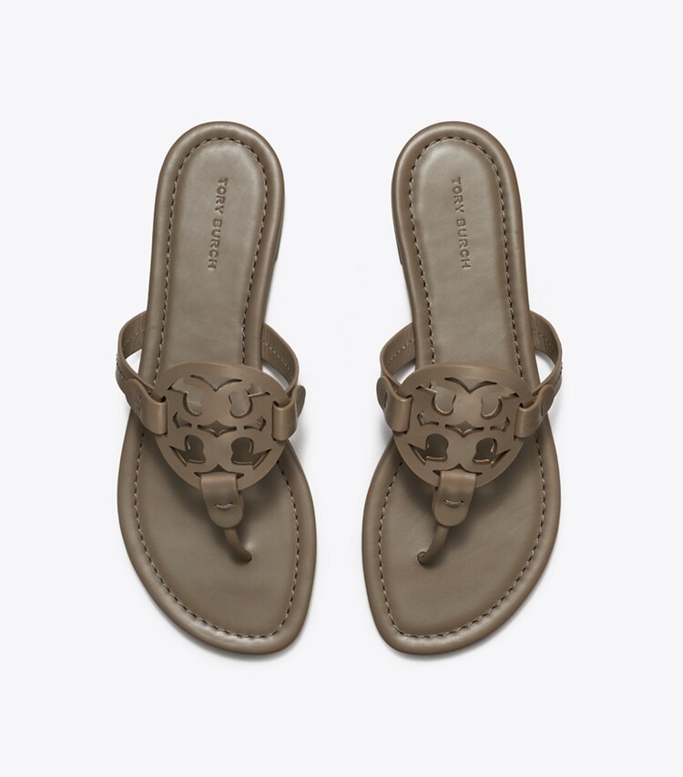 Tory Burch diseñador sandalias Sandalia Miller en SMOKY BROWN vista superior