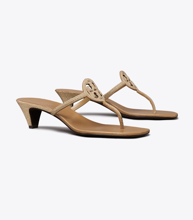 Tory Burch diseñador sandalias Sandalia Miller Pavé de tacón bajo en MUSHROOM ángulo