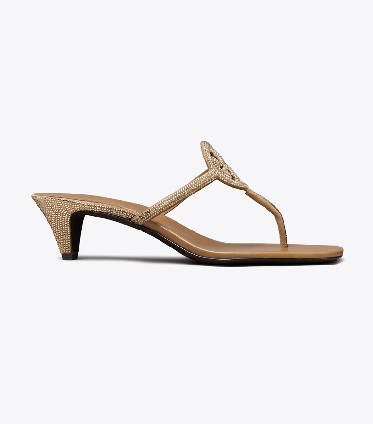 Tory Burch diseñador sandalias Sandalia Miller Pavé de tacón bajo en MUSHROOM lateral