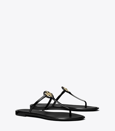 Tory Burch diseñador sandalias Sandalia mini Miller Jelly en PERFECT BLACK / GOLD ángulo