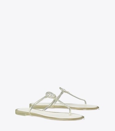 Tory Burch diseñador sandalias Sandalia mini Miller Jelly en CLEAR / SILVER ángulo