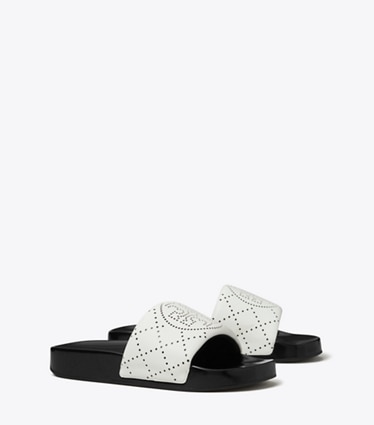 Tory Burch diseñador sandalias Sandalia para piscina con doble T en WHITE / BLACK INK ángulo